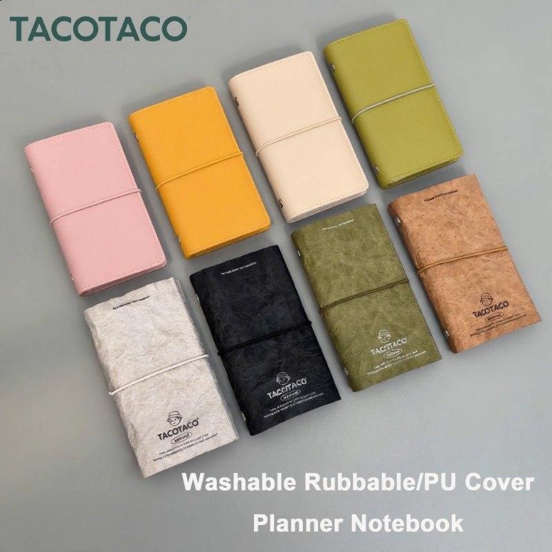 Vintage Leather Journal Notebook - TACOTACO Washable/PU Cover Notebook A7 Slim