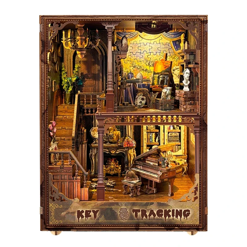 Diy Wooden Book Nook Kit Shelf Insert - Miniature Bookshelf Key Tracking Book Nook