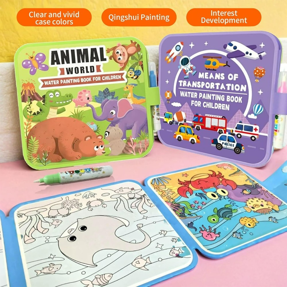 Magic Water Coloring Book Set  - đánh giá và giá Reusable Water Magic Coloring Book
